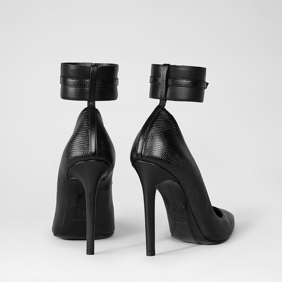 ALL SAINTS Leather Ankle Cuff Pointed Toe Textured high heels Women’s size 7 - Picture 5 of 15